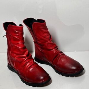Miz Mooz Delena Ruched Leather Mid-Shaft Boots